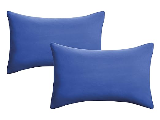 Biberna 0077144 Jersey-Kissenhüllen aus 100 % Baumwolle mit Reißverschluss, 2er-Pack, 40 x 60 cm Sapphire, 27 x 18 x 3 cm
