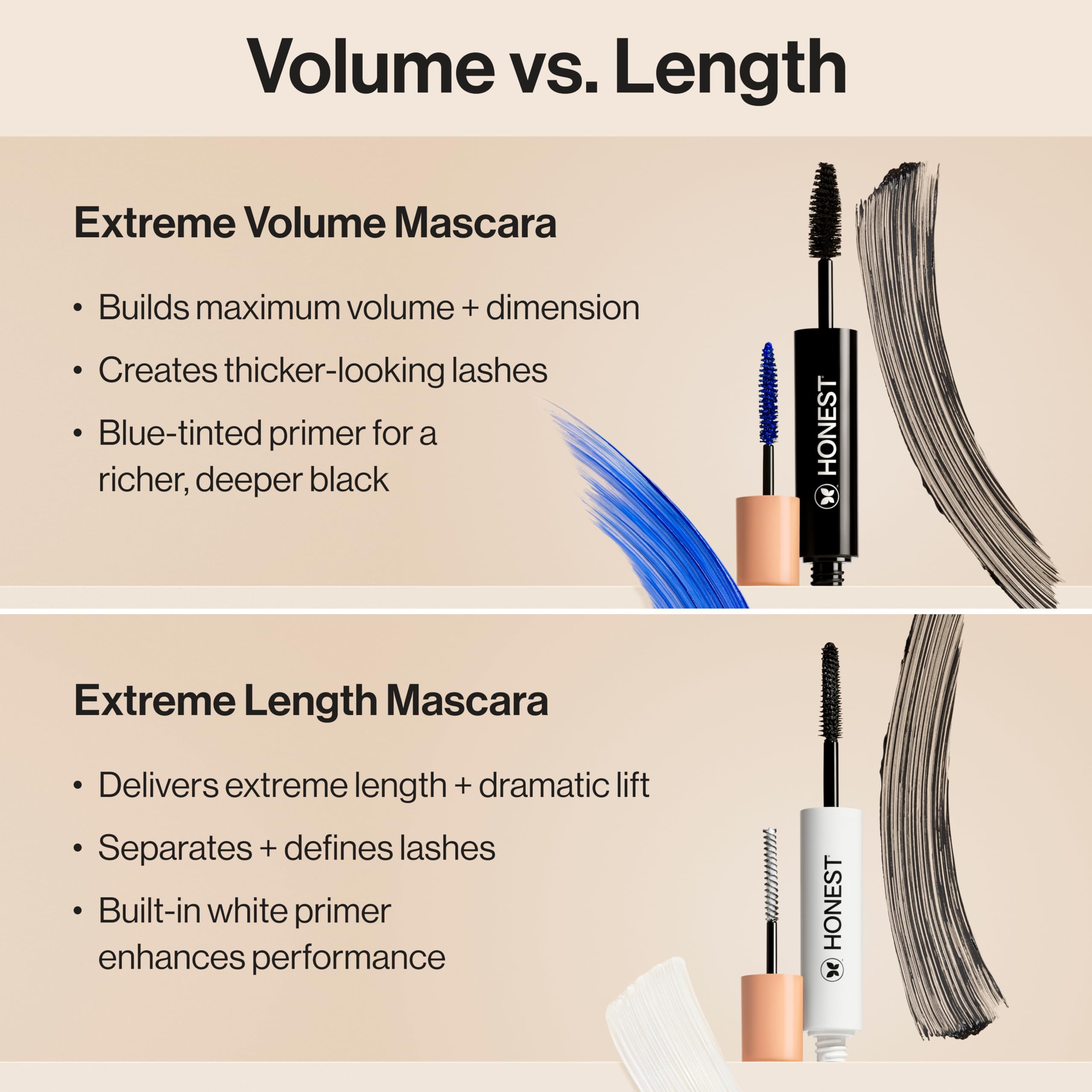 Honest Beauty 2-in-1 Extreme Volume Clean Mascara + Bold Lash Primer with Castor Oil | Maximum Volume + Curl | Vegan + Safe for Sensitive Eyes | Black, .27 fl oz