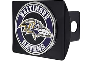 NFL Black Metal Hitch Cover with 3D Colored Team Logo by FANMATS - Unique Roundel Molded Design - Easy Installation on Truck, SUV, Car - Ideal Gift for Die Hard Football Fans