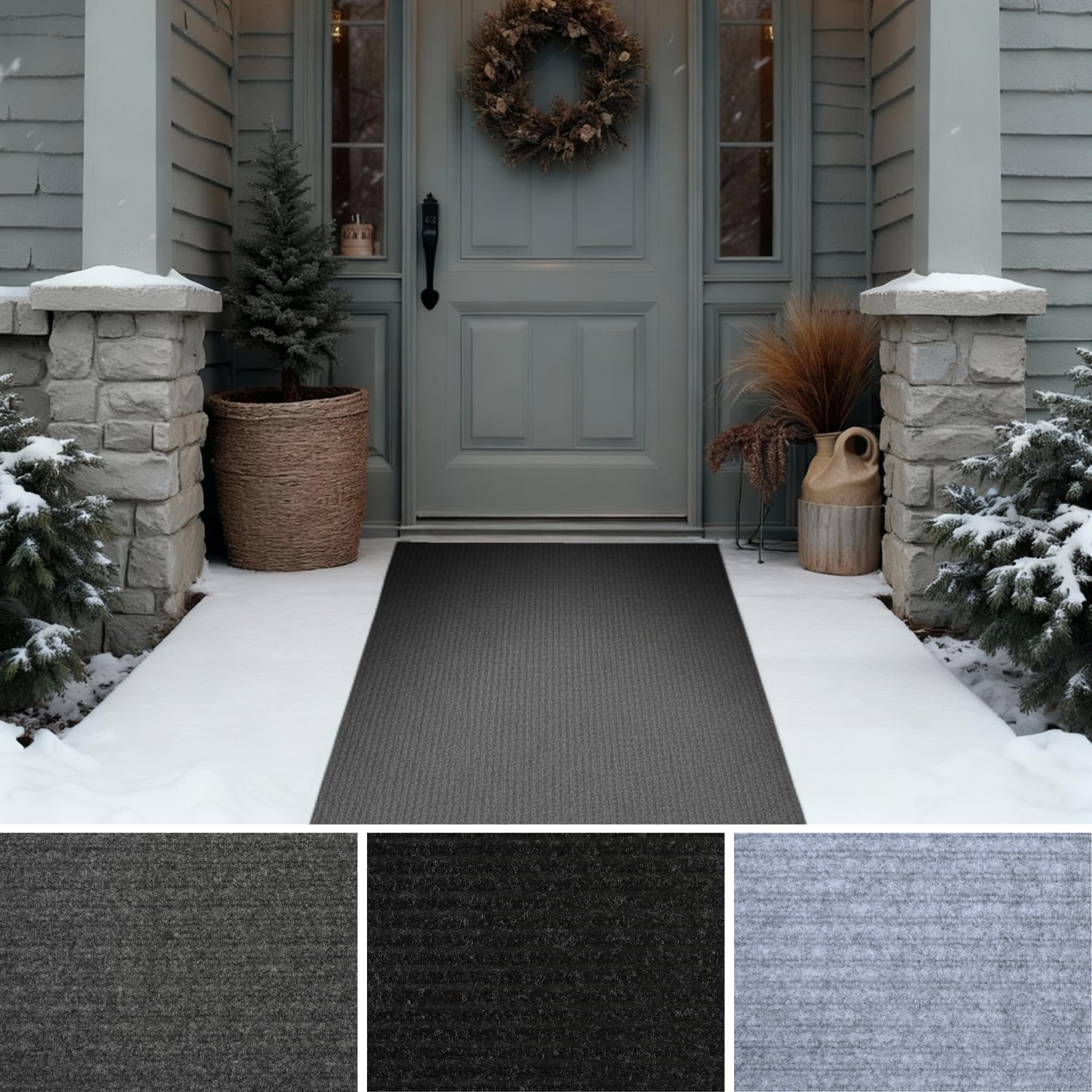 Photo 1 of **PARTS ONLY**iCustomRug Ribbed Entryway Door Mat – 3'x9' Brown, Indoor/Outdoor, Non-Slip TPR Rubber Backing, Low-Profile All-Weather Carpet, Non-Shedding & Easy Care, Utility Rug Ideal for High Traffic Areas