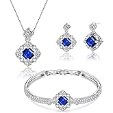 Menton Ezil Blissful Angel Womens Jewelry Set Bracelet Necklace and Earrings Sets Crystal Jewelry Set For Wife Girlfriend Or Mothers Idea Gift For Special Women in Life (Sapphire Blue)