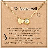 ESPVO Softball/Soccer/Volleyball/Basketball Necklace for Girls Women, Sports Accessories Jewelry Gift for Lovers 16+3 Inches