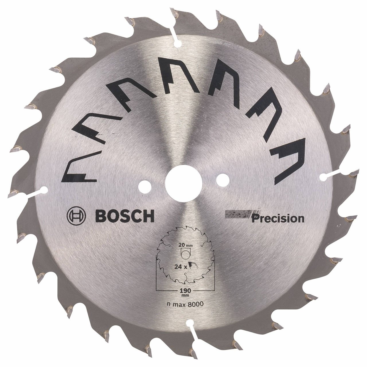 Bosch 1x Circular Saw Blade Precison (for Wood, Ø 190 x 2.5/1.5 x 20/16 mm, 24 Teeth, ATB, with 1x Reduction ring 16 mm, Accessories for Circular Saws)
