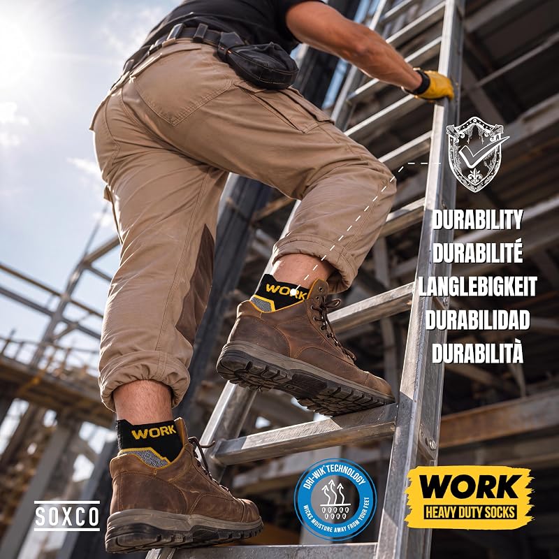 10 Pairs Socquettes de travail noires homme | Technologie DRI-WIK d’évacuation de l’humidité | Semelle ultra douce et coussinée | Talon et pointe renforcés | WORK socks lot de 10 paires, 39-42
