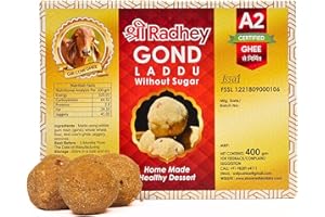 SHREERADHEY Shree Radhey Gond Laddu without Sugar | Dink Laddu | (Edible Gum) Laddoo | With Jaggery | Home Made | Premium | Sweet | No preservative | Fresh made for every order | Food grade Vacuum packing (400 gm)