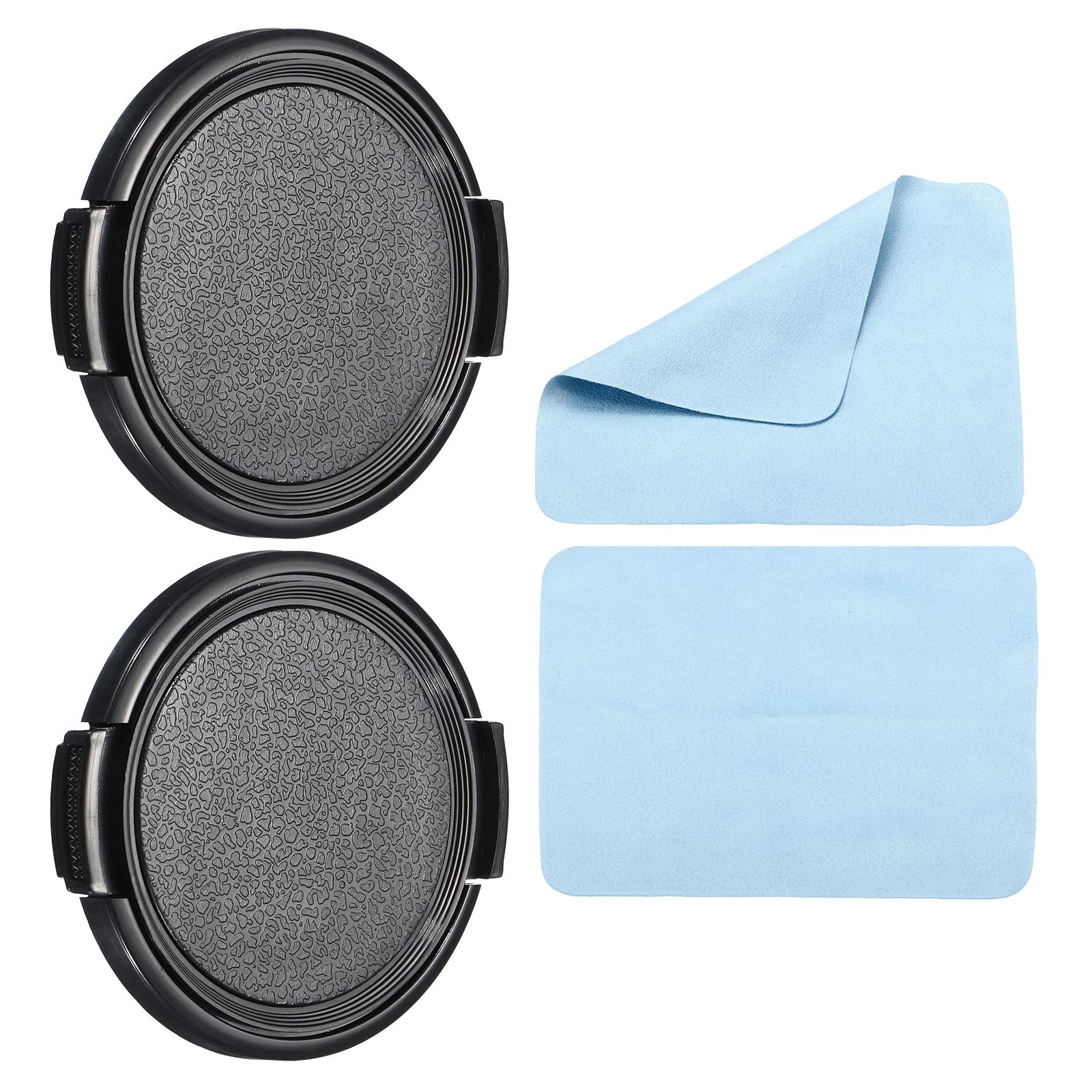 PATIKIL Camera Lens Cap, 2 Pack Sides Pinch Front Lens Cover with Microfiber Cleaning Cloth for 52mm Thread Universal DSLR Lenses for Nikon, for Fujifilm, for Pentax, for Leica