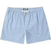 CoozySphere Men's Swim Shorts Seersucker Swimming Trunks for Men Beach Shorts Quick Dry Bathing Suit 5"/7"/9" with Pockets