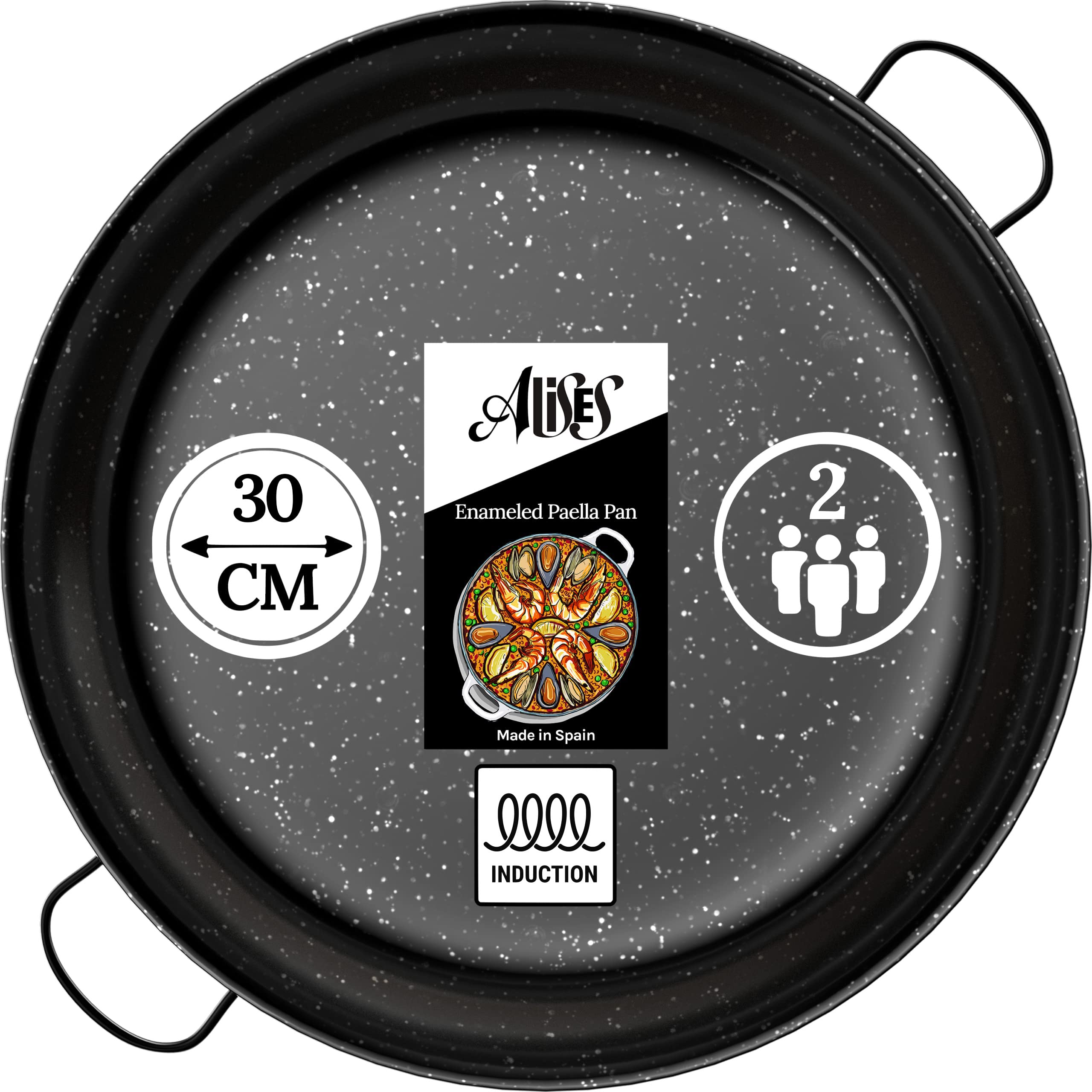 Alises - Enamelled Carbon Steel Induction Paella Pan (Naturally Non-Stick) 30 cm