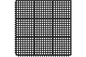 Ottomanson Heavy Duty Rubber Floor Mat – Non-Slip, Waterproof, Easy to Clean – Anti-Fatigue Mat for Commercial Kitchens, Restaurants, Workshops – Oil Resistant, Hose Washable – 36" x 36", Black