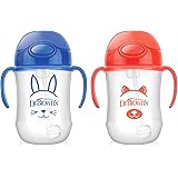Dr. Brown's Baby's First Straw Cup, Cute Critters Blue/Orange, 9 ounce, 2 Count