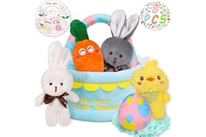 80UncleKimby 8PCS My First Easter Basket Stuffers Gifts for Kids - Includes Stuffed Plush Carrot, Egg, Bunny, Chick for Toddlers Girls Boys Party Favors