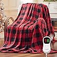 Homemate Electric Blanket Heated Throw - 50“x60“ Ultra Soft Cozy Flannel Heating Blanket with 10 Fast Heat Levels 8 Hours Auto Off Over-Heated Protection ETL Certification Keep Warm in Home Office