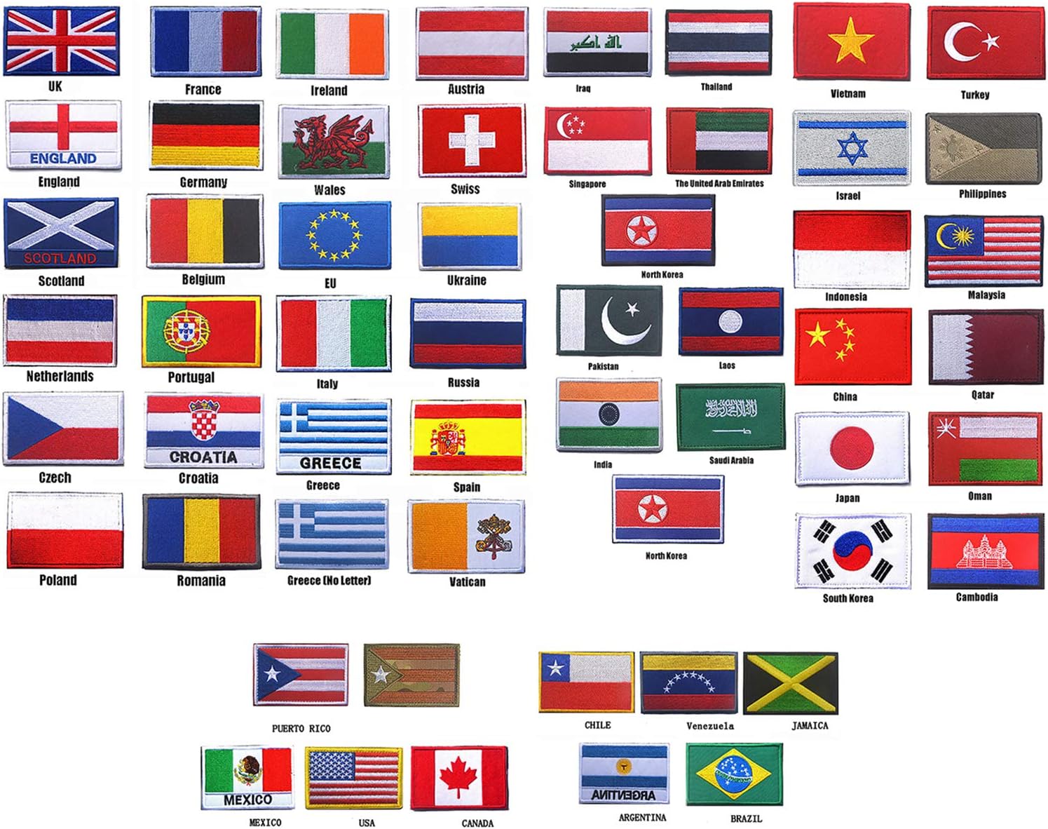 Bundle 5/6 Pcs World National Flag Velcro Patches Tactical Morale Patch Set AB15