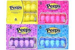 NEEDZO Peeps Marshmallow Candy, Chicks Variety Pack, 4 Packs, 40 Chickens Total, Multi-Colored