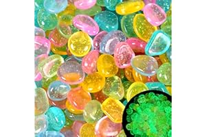 KAIYUAN DYNASTY 200pc Sparkling Glow Stones Glow in The Dark Rocks Outdoor Decorative Stones Small Luminous Pebbles Bling Glowing Rocks for Walkways Garden Landscape,Color