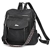 GAEKEAO Backpack Purse for Women Fashion Designer Ladies PU Leather Shoulder Bag Convertible Handbags for Travel Daily Use College Black