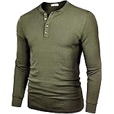 Derminpro Big & Tall Men's Cotton Lightweight Long Sleeve Henley Shirts Soft Casual Buttoned T-Shirts