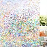 LUTE Rainbow Window Privacy Film, 3D Decorative Stained Glass Cling | Non-Adhesive Vinyl, Static Cling Removable Glass Sticke