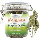 Meowijuana Dried Catnip Buds Jar for Cats | High Potency Whole Blossoms | Organic whole catnip buds for cats, 21g; hand-harvested in USA; crush &amp; sprinkle or refill toys; high-potency blossoms