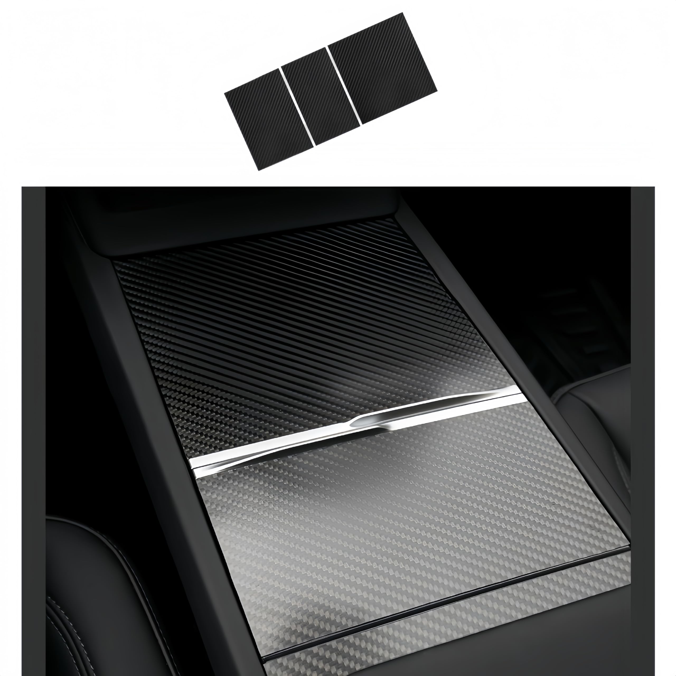 Photo 1 of  **EXACT MODEL SIZE UNKNOWN** frani Center Console Wrap (Genuine Carbon Fiber Edition) Designed for Tesla Model 3 Highland 2024-2026/Model Juniper 2025-2026,
Tesla Center Console Cover for Model 3 Refresh