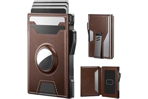 typecase AirTag Wallet for Men: Pop Up Card Case, Secure Holder for Apple Air Tag, Premium Leather, Smart, RFID Blocking, Slim, Minimalist, Thin, 13 Cards Capacitiy | ID Window | Money Clip (Brown)