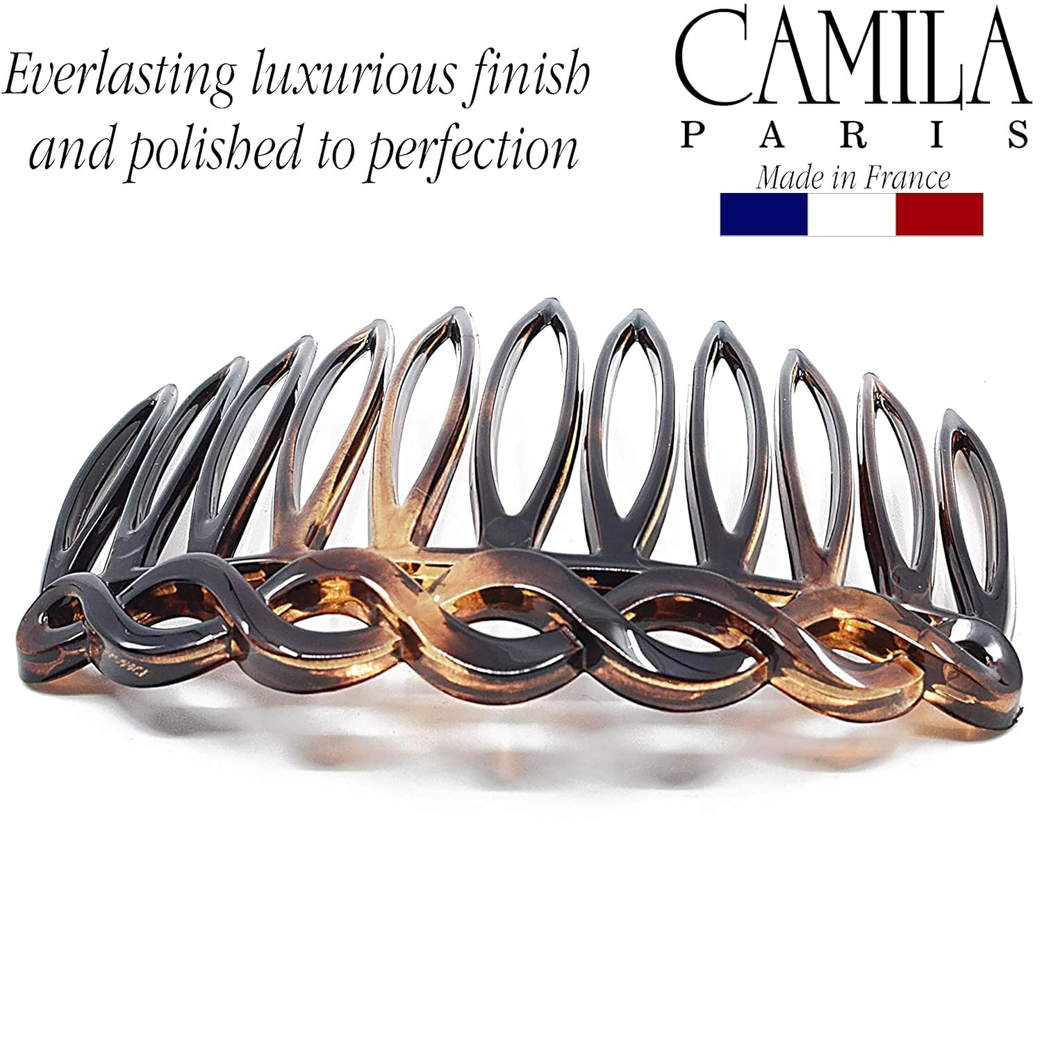 Camila Paris CP33/2 French Hair Side Combs Small Set of 2 Tortoise Shell Flexible Durable Cellulose Hair Combs, Strong Hold Hair Clips for Women, No Slip Styling Girls Hair Accessories, Made in France : Beauty