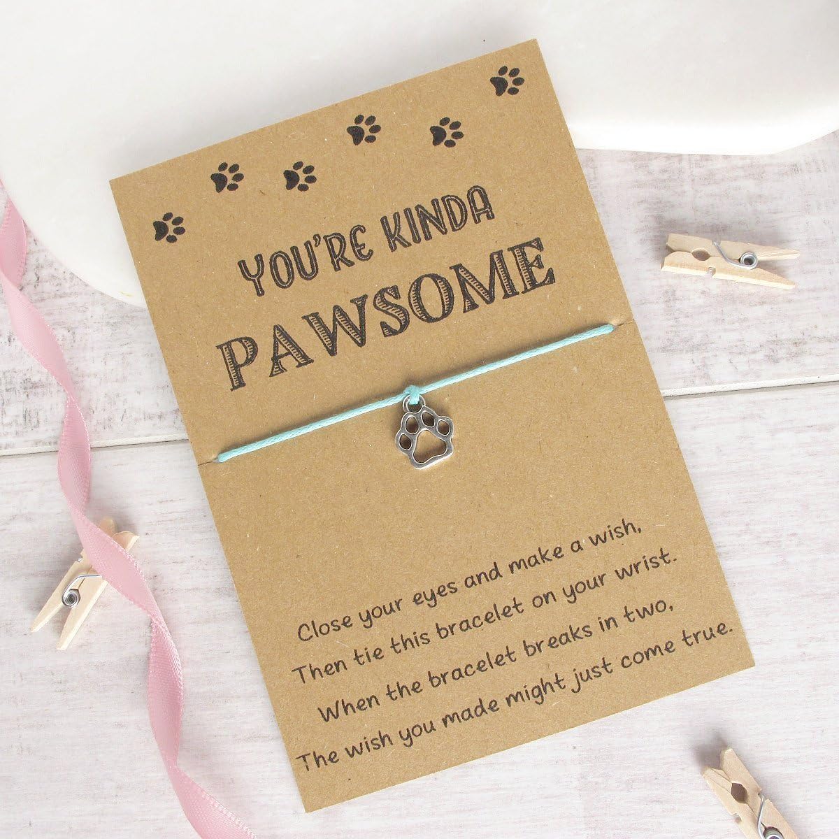 You're Pawsome Paw Charm Wish Bracelet