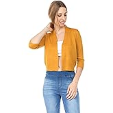 Cielo Women's Soft Solid Open Front 3/4 Sleeve Sweater Cardigan