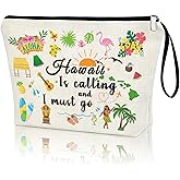 Hawaii Gift Hawaii Trip Present Makeup Bag Travel Cosmetic Case For Women Summer Vacation Zipper Organizer Pouch Funny Hawaii Lover Family Vacation Aloha Girls Trip Tropical Luau Party Decoration