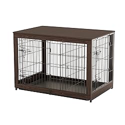 Piskyet Wooden Dog Crate Furniture with Divider