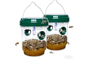 2 Pack Wasp Traps Outdoor Hanging Carpenter Bee Trap for Hornet Yellow Jacket Wasps Reusable Wasp Catcher Bee Catchers for Ou