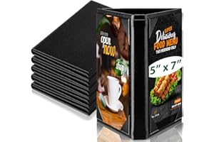 LAIAMER 5 Pack Leatherette Table Tents Triangle Menu Holders Black PU Leather Menu Covers Bulk 3 Sided Menu Sign Holders for Restaurant Coffee Cafe Bar Wedding Supplies