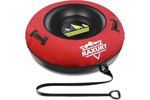 Raxurt Heavy Duty Snow Tube with Premium Canvas Cover for Kids and Adults, 48'' Inflatable Snow Sled Made by Thickened Bottom, Sledding Winter Outdoor Fun Toys for Children Boys Girls