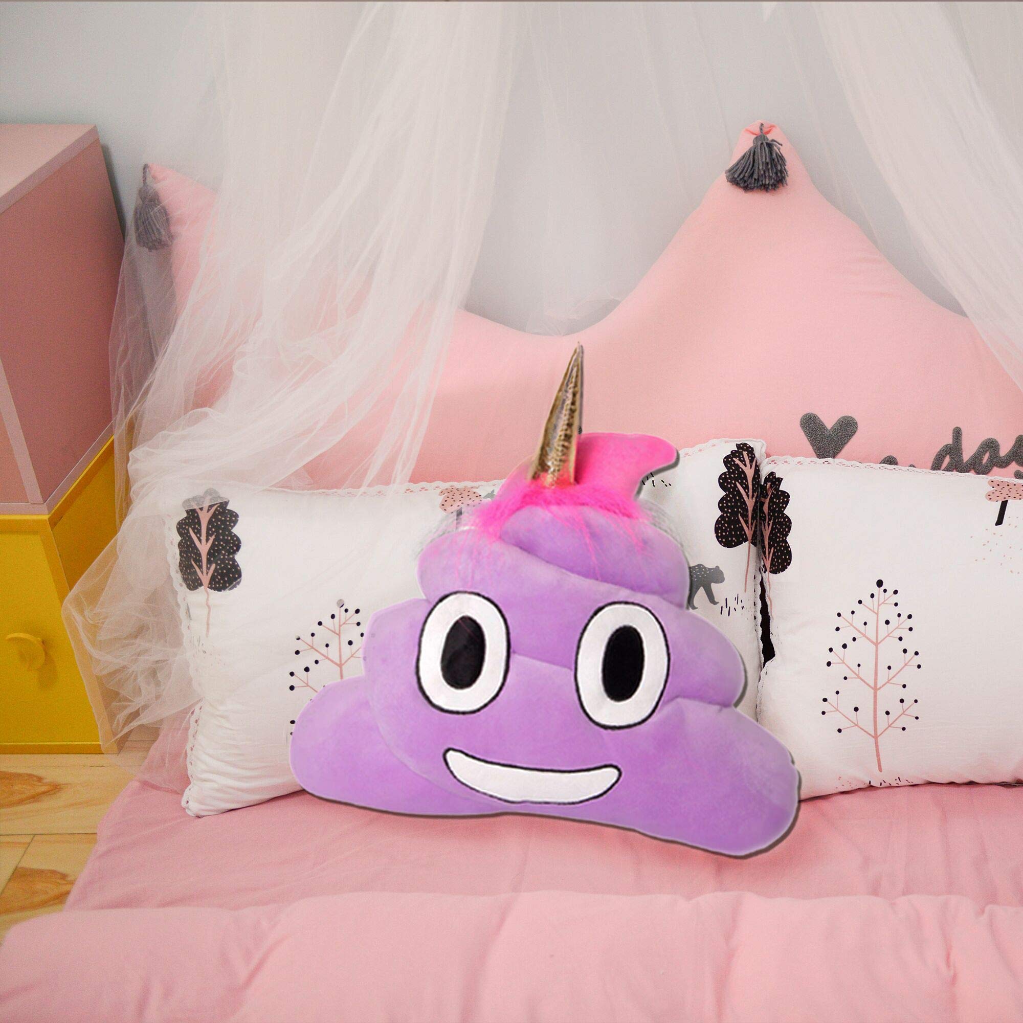 Emoji Unicorn Pillow | Poop Plush Toy Doll |Neat Soft Bed Pillow | Emoji Party Favors| Smiley Face Cushion|Funny April Fools Easter Gift