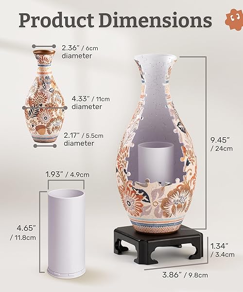 PIECERELAX 3D PUZZLE VASE FOR ADULTS TO FLOWER ARRANGEMENT AND HOME DECORATION MADE BY 160 CURVED PLASTIC PUZZLE PIECES – AUTUMN ABUNDANCE, FOR MOM [S1042]