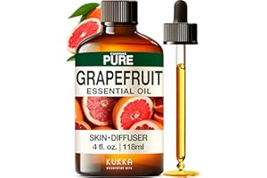 KUKKA ESSENTIAL OILS Kukka Grapefruit Essential Oil for Skin - 4 Fl Oz - Aromatherapy Grapefruit Oil for Diffuser & Hair, DIY Soap Making Scents