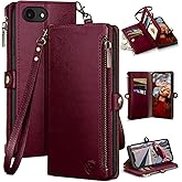 XcaseBar compatible with iPhone 16e 6.1"/17e 6.1" Wallet case with Zipper Credit Card Holder【RFID Blocking】,Flip Folio Book PU Leather Phone case Shockproof Cover Women Men for Apple16e case Wine Red