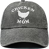 Chicken Mom Hat, Chicken Mom Gifts for Women, Adjustable Washed Cotton Embroidered Baseball Caps