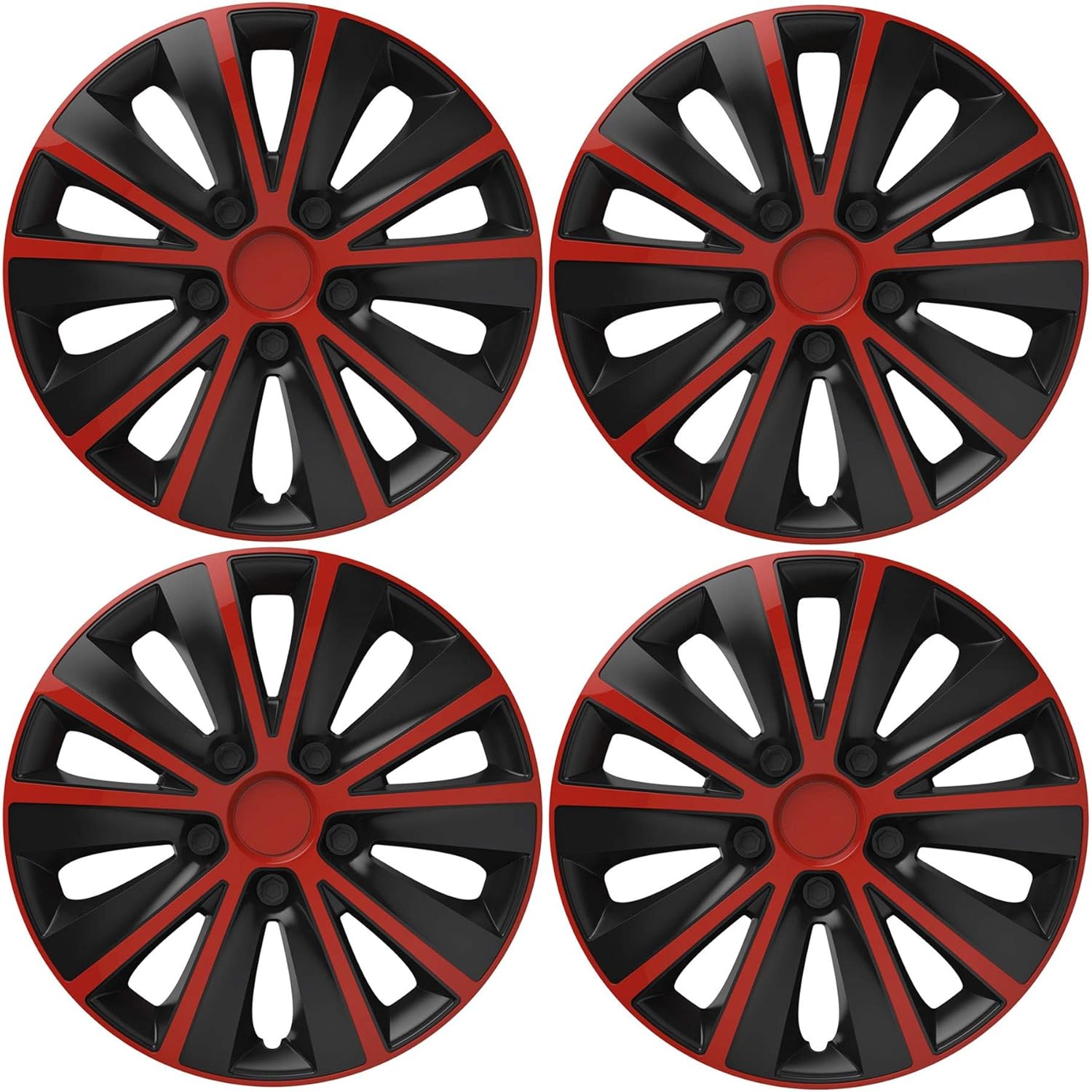 UKB4C 4 x Back & Red Alloy Look Wheel Trims Hub Caps 14" fits Citroen
