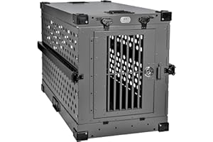K9 Kennel Boss - Heavy Duty Fully Collapsible Powder-Coated Aluminum Dog Crate - Medium (Gray)
