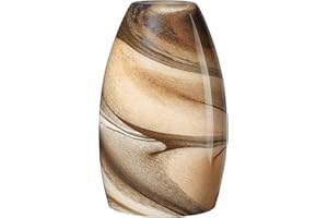 Karyfine Oval Glass Pendant Lamp Shade - Grey Blue Art Glass Light Covers for Kitchen Island Pendant Light Replacement (Light Brown)