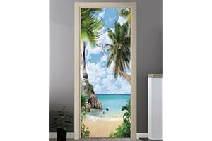 FLFK Door Sticker - Door Mural Peel and Stick, Removable Self-Adhesive Beach Door Wallpaper for Home Decor, 30.3"W x 78.7"L, 