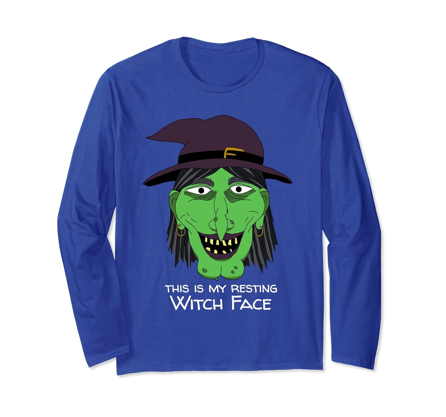 Resting Witch Face Graphic Halloween Long Sleeve Witch Shirt-Rose