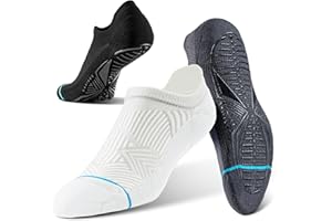 BRISIRA Bamboo Viscose Non Slip Pilates Socks Men Women No Show Grip Compression Thick Cushion Yoga Barre Grippy Ankle