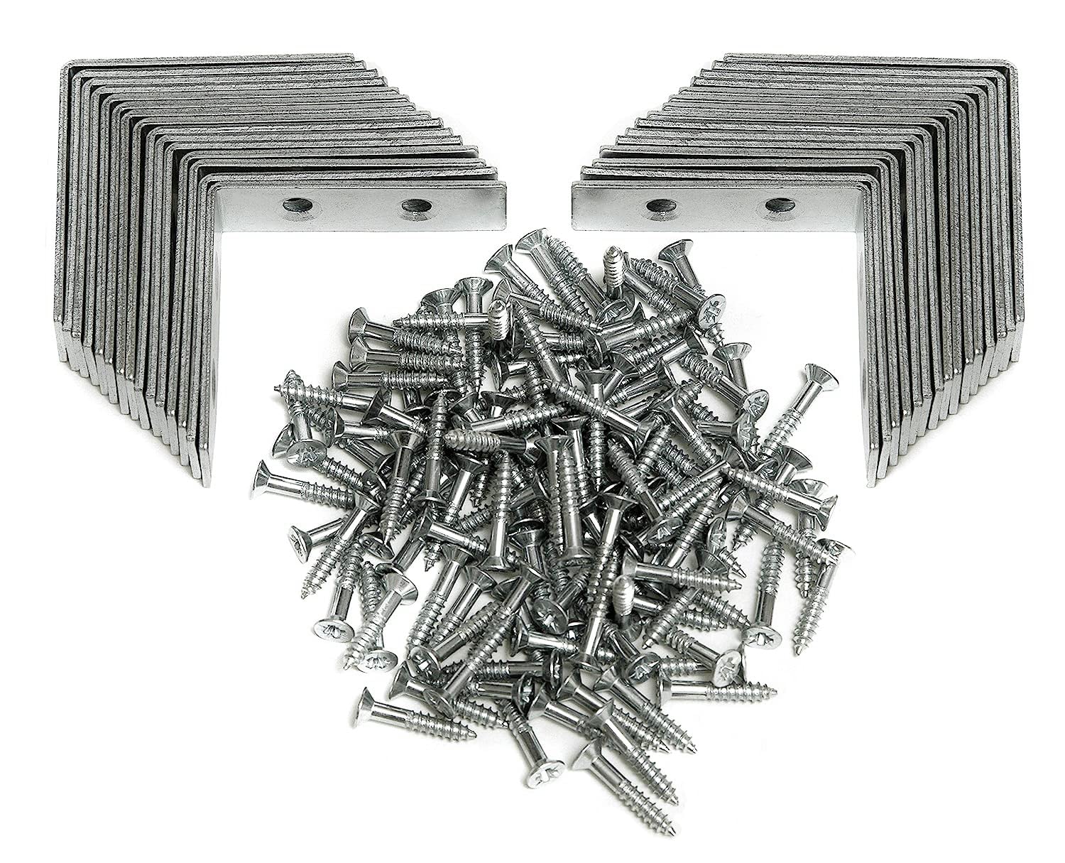 Angle Brackets - Zinc Plated Steel Corner Brackets – 16mm/0.63” Wide 50mm/1.96” Long with Screws – 30 Pack by Brackit — image 1