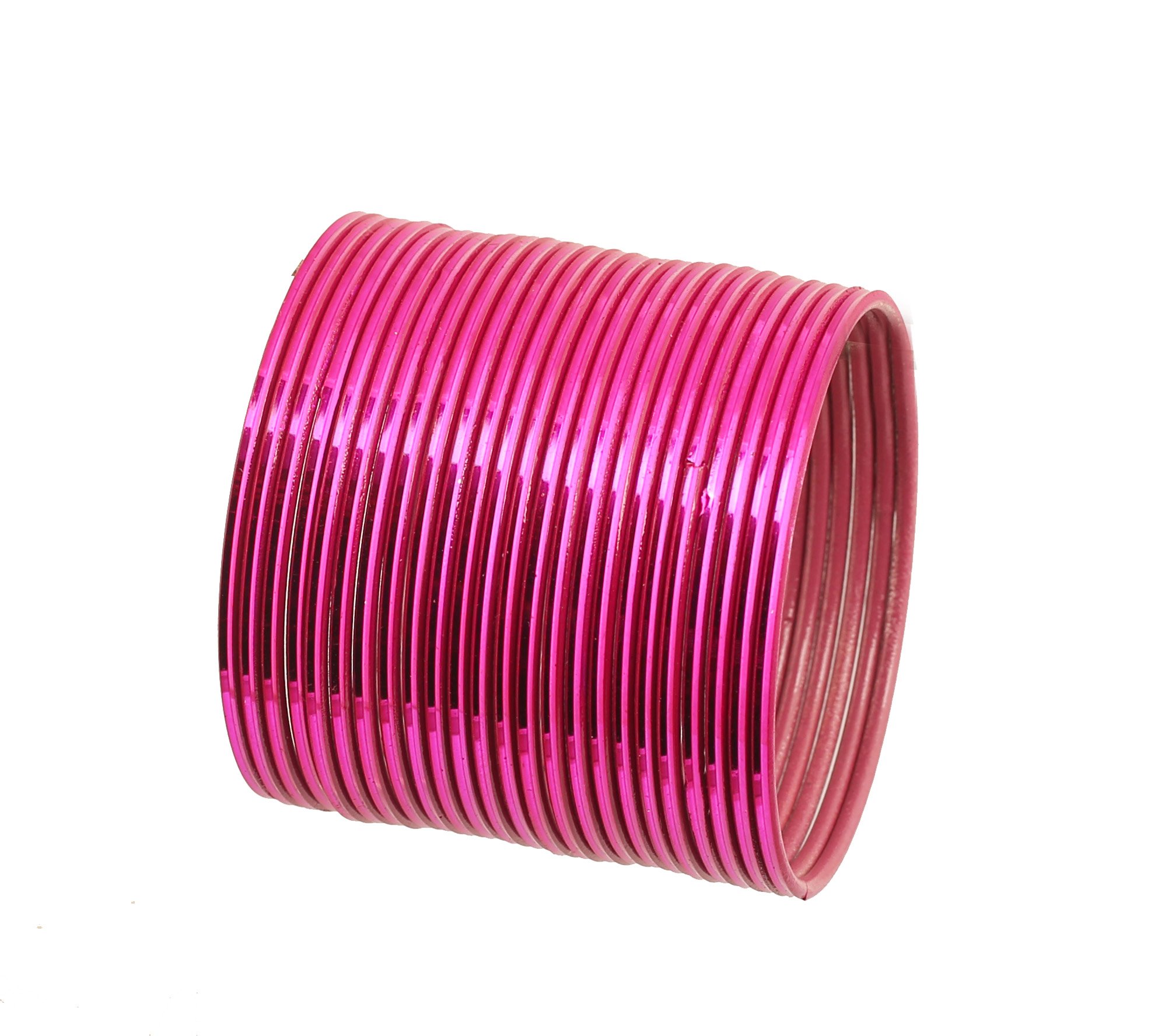 Touchstone "Colorful Bangle Collection Attractive Flaunting Fuchsia Textured Color Indian Bollywood Thin Designer Jewelry Metal Bangle Bracelets for Women. Set of 24. โ image 1