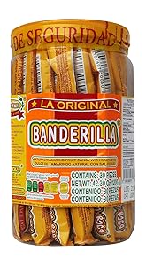 Banderilla Tama-Roca Tamarindo Mexican Candy Sticks. Contains 30 Pieces of Spicy Tamarind Candy With Salt And Chili.