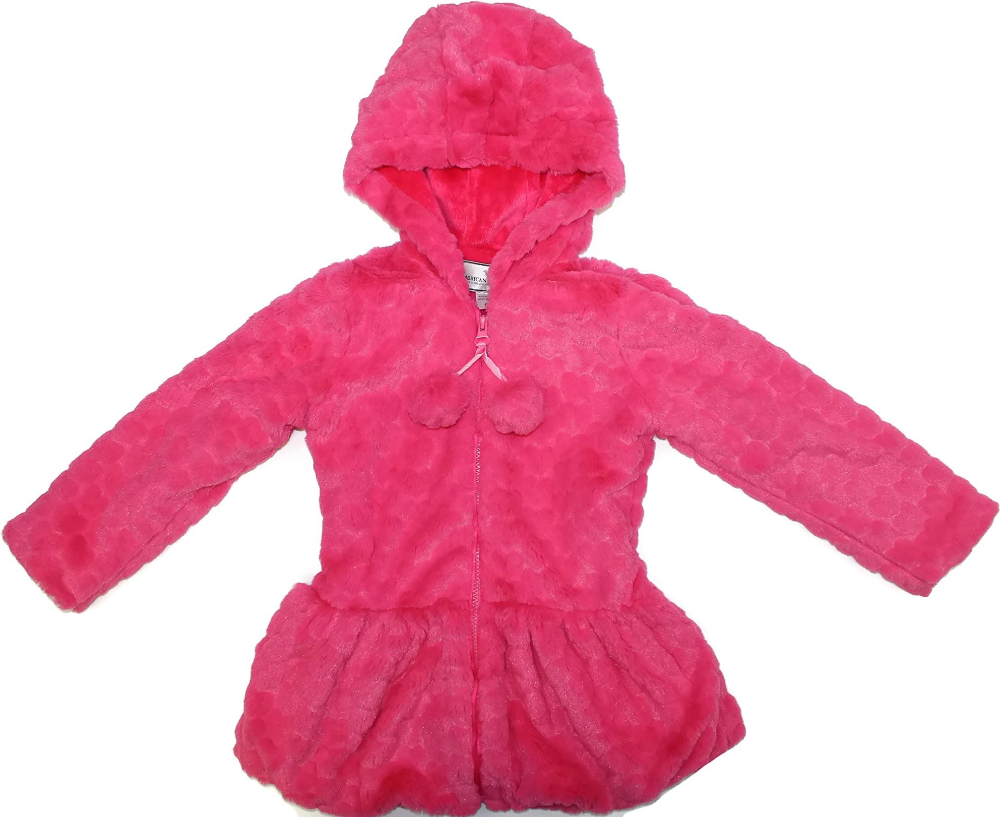 American Widgeon Hooded Faux Fur Plush Coat for Girls (6X, Magenta)