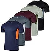 Real Essentials 5 Pack: Men’s Mesh Short Sleeve Crew Neck T-Shirt - Workout Gym Active Athletic Tee (Big & Tall Available)