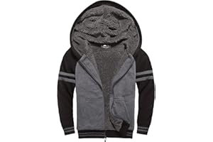 V VALANCH Boys Hoodie Zip Up Fleece Lined Jacket Warm Sherpa Hooded Sweatshirts for Boys Girls 6-15 Years